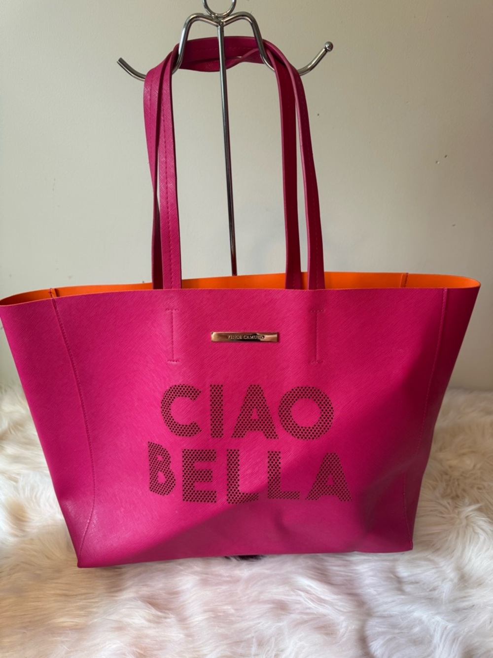 Versace Collection fuchsia tote with orange interior - CIAO BELLA